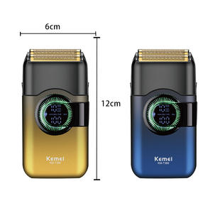 Afeitadora eléctrica Kemei KM-T389, afeitadora recargable para hombre con pantalla digital, color dorado y azul, 12 cm de longitud - Product Image 1