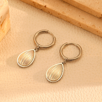 Ensemble de colliers superposés à double couche, boucles d'oreilles en acier inoxydable en forme de goutte d'eau, vente en gros de bijoux pour femmes