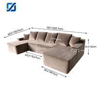 Vakuumkomprimiertes Boxsofa Rostbraun Gesteppter Stoff L-Form Konvertierbares Ecksofa Kombination Wohnzimmer-Set