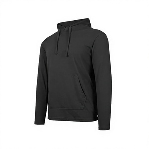 Sweat-shirt décontracté en coton tricoté à capuche noir pour homme, à manches longues, avec poche, coupe classique, pour l'automne et la mode en plein air - Product Image 4