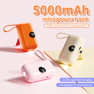 Wholesale 5000mAh Tail <b>Plug</b> Digital Display Powerbank LED Light Outdoor Emergency PD 22.5W Type C Power Bank - Product Image 1