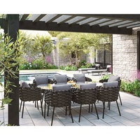 Piscine Mobilier de jardin moderne Corde Canapé en fonte d'aluminium Restaurant de luxe Patio Rotin Salle à manger Hôtel Corde Ensemble de table d'extérieur