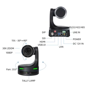 30X 광학 줌 USB3.0 플러그 플레이 카메라 HD NDI 1080P 라이브 스트리밍 카메라 30x 줌 ptz 카메라