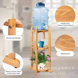 Cross-border wooden <b>storage</b> <b>rack</b> for living room, purified water <b>bottle</b>/water dispenser <b>rack</b>, wooden flower pot <b>storage</b> stand, - Product Image 2