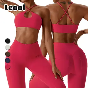 Lcool vêtements de sport de haute qualité ensemble soutien-gorge et legging de sport 2 pièces vêtements actifs poche tenues de yoga ensembles d'entraînement
