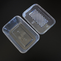 Récipient en plastique transparent jetable rectangulaire de 750ml avec couvercle Récipient alimentaire micro-ondable