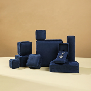 Set di Scatole per Gioielli in Pelle PU <span class=keywords><strong>Blu</strong></span> con Logo Personalizzato Zebo OEM, Rivestimento in Velluto per Marchi di <span class=keywords><strong>Gioielleria</strong></span> Fine - Product Image 2