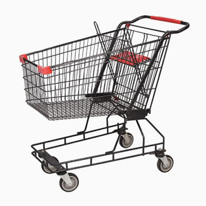 Carrito de compras de empuje manual de tienda con cesta de alambre Carrito de compras móvil conveniente - Product Image 2