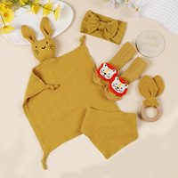 Ensemble de chaussettes en mousseline pour bébé, foulard triangulaire absorbant en pur coton pour nouveau-né, bandeau et bavoir solide pour la salive