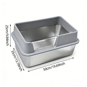 Bandeja y pala para arena de gatos de acero inoxidable antiadherente de 50 cm, con laterales altos de 25 cm para evitar salpicaduras, entrega rápida en la UE, desde Polonia - Product Image 6