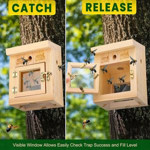 Nouvelle boîte d'élevage d'abeilles en bois transfrontalière, piège à insectes suspendu, cabane piège à insectes de jardin - Product Image 5