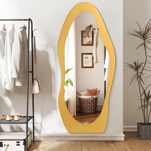 <span class=keywords><strong>Miroir</strong></span> moderne en <span class=keywords><strong>bois</strong></span> doré pleine longueur pour chambre à coucher <span class=keywords><strong>Miroir</strong></span> complet en <span class=keywords><strong>bois</strong></span> avec <span class=keywords><strong>porte</strong></span> surdimensionnée irrégulière et ondulée <span class=keywords><strong>Miroir</strong></span> de sol design - Product Image 3