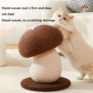 Mushroom <strong>Cat</strong> <strong>Scratching</strong> <strong>Post</strong> Sisal <strong>Wrapped</strong> <strong>Cat</strong> Scratcher with Natural Wood Base for Indoor <strong>Cats</strong> Kittens - Product Image 3