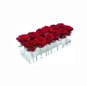 12 Zoll Acryl Rechteck Tisch vase Blumen Herzstück-Klare Vase für Wohnkultur Hochzeit (Blumen nicht im Lieferumfang enthalten)