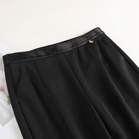 Pantalon évasé mi-taille coupe régulière anti-plis pour femme, nouvelle collection automne, style coréen, taille élastique, effet queue de poisson