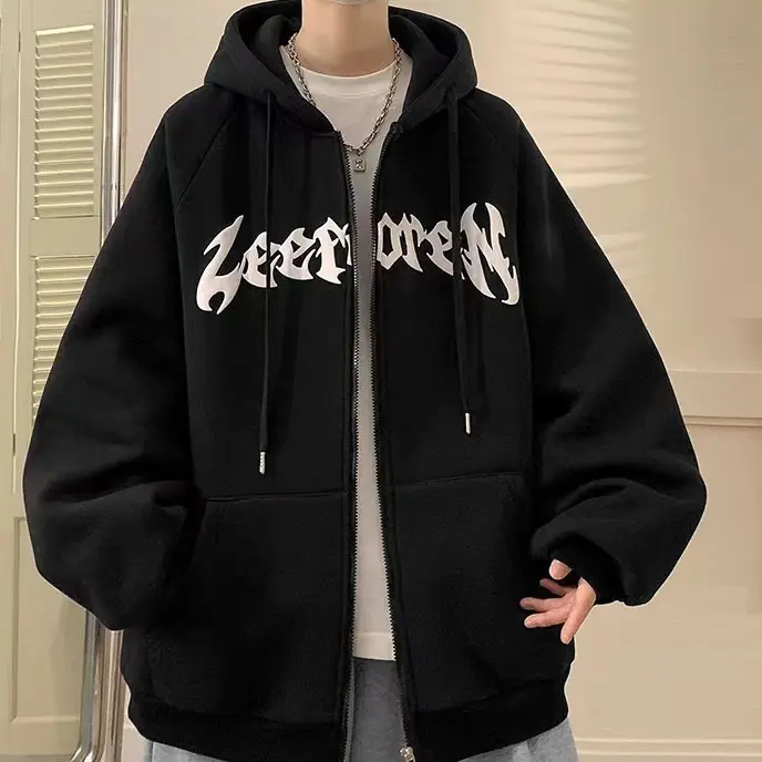 Men's clothing custom manufacture french terry cotton blank hoodies for men heavy weight oversized hoodie zipper sweatshirt