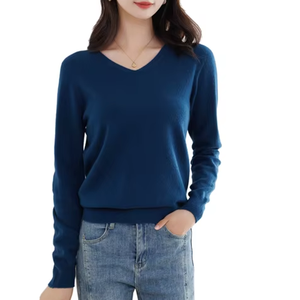 <span class=keywords><strong>Suéter</strong></span> <span class=keywords><strong>de</strong></span> <span class=keywords><strong>lana</strong></span> 100% personalizado <span class=keywords><strong>de</strong></span> fabricante al por mayor para mujer con varios colores cuello en V <span class=keywords><strong>suéter</strong></span> cálido - Product Image 3