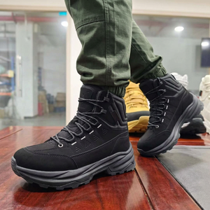 TSB85 Men High Top Suede <b>Hiking</b> <b>Boots</b> Winter Outdoor Waterproof Walking Shoes Black - Product Image 2