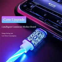 Cargador de Teléfono con Luz LED Brillante 3 en 1, Cable Luminoso con Funda de TPE para iPhone 14, para S6, USB Tipo C