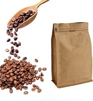Sachet de café à fond plat en papier kraft haute barrière et feuille d'aluminium (sans valve de dégazage unidirectionnelle)