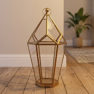 Tapered <b>Gold</b> Metal Handmade Decorative <b>Lantern</b> for Home Decoration and Candle Use - Product Image 3
