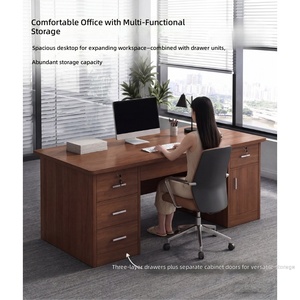 Ensemble bureau et chaise en bois minimaliste pour une personne, avec tiroirs verrouillables et finition résistante aux taches, pour les employés de bureau et l'usage domestique - Product Image 2