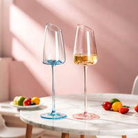 Verre à vin en cristal à longue tige et bord incliné, écologique, transparent, polyvalent pour mariages, décorations de maison et événements spéciaux