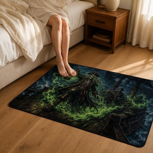Tapis <span class=keywords><strong>de</strong></span> couloir moderne en polyester lavable antidérapant, motif loup-<span class=keywords><strong>garou</strong></span> et lune effrayants, en faux velours, pour chambre à coucher, Halloween - Product Image 2