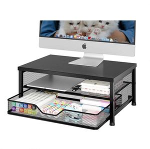 Desk Organizer and <b>Accessories</b> <b>Computer</b> Monitor Stand Riser with Drawer and 2 Pen Holders - Product Image 3