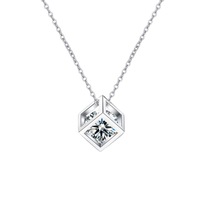 Collier chaîne croisée LiXin tendance en moissanite d'un carat, forme cube de sucre, en argent sterling 925 plaqué platine, certifié troisième qualité