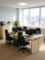 Bureau de conférence en profilé aluminium Ocean Board, style industriel, avec tiroirs de rangement modulables pour poste de travail informatique