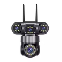 4 objectifs 4 écrans 8MP WiFi Full HD 4K CCTV Vision de nuit réseau PTZ Alarme de sécurité audio bidirectionnelle-Caméra dôme multi-objectifs CMOS