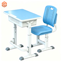 Ensemble de chaise et de bureau d'écolier XYJ, table d'étude réglable en hauteur avec tiroir de rangement pour la salle de classe et la maison