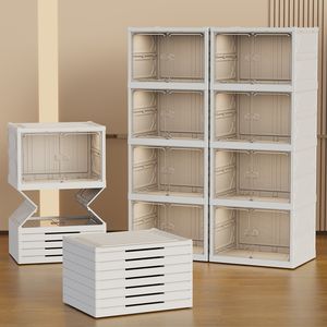 Caja de Almacenamiento de Zapatos de Plástico PP Plegable Transparente, Organizador de Zapatos Apilable con Doble Puerta Transparente - Product Image 4