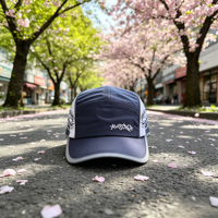 Casquette de marathon 5 panneaux en maille à séchage rapide avec logo personnalisé, bande anti-transpiration, vente en gros, polyester, réglable, pour la course à pied