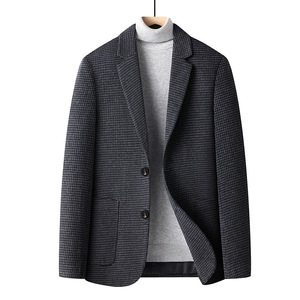 Automne hiver Slim Fit <span class=keywords><strong>laine</strong></span> Blazer hommes mode <span class=keywords><strong>laine</strong></span> costume veste décontracté bouton veste <span class=keywords><strong>manteau</strong></span> - Product Image 5