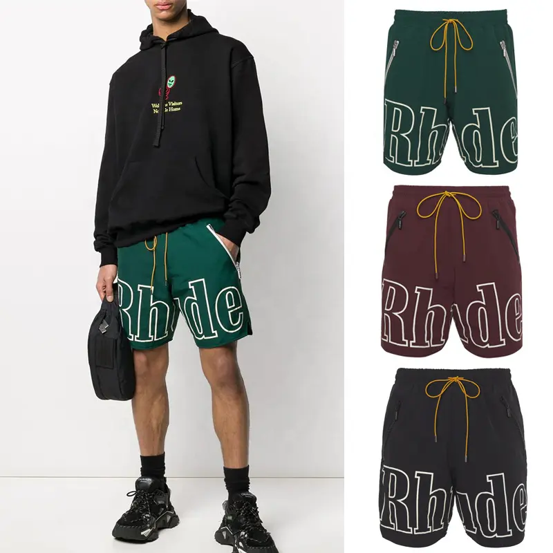 Fashion Summer Men Sport Polyester Mesh Zipper Pockets Breathable Shorts Rhude Men High Quality Summer Shorts