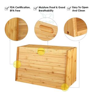 Custom Design <b>Bread</b> <b>Bin</b> Manufacturer Moisture-proof <b>Wooden</b> <b>Bread</b> Box High Quality <b>Bread</b> Box With Bamboo Lid - Product Image 6