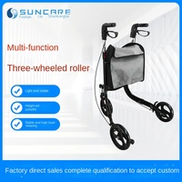 Chariot de courses pliable à trois roues en alliage d'aluminium certifié CE Classe II avec frein linéaire pour personnes âgées - Vente Flash