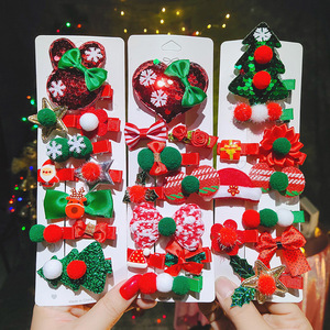 10 pièces/ensemble enfants noël bonhomme de neige arbre pince à cheveux ensemble mignon Sequin princesse bébé rouge diadème arc épingle à cheveux cadeau bébé filles - Product Image 2