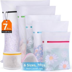 QJMAX 7-teiliges Auto-Lock-Wäsche sack mit Reiß verschluss 6 Größen Mesh Dessous Aufbewahrung taschen für bequemes Waschen - Product Image 1