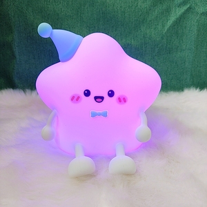 Lámpara LED de silicona con forma de estrella, táctil, regulable, OEM, para dormitorio infantil, mesita de noche, carga USB, tendencia 2026, luz cálida minimalista. - Product Image 2