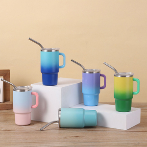 Wholesale Mini 4oz Gradient Color 304 Stainless Steel <b>Thermal</b> Vacuum Tumbler Classic Design Coffee <b>Mug</b> With Straw For Gifts - Product Image 2