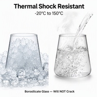 Verre à boire conique moderne en verre borosilicate transparent pour la maison, les restaurants, les cafés, les boissons glacées et les lattes