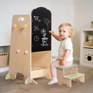 Toddler Tower <b>Adjustable</b> Kitchen <b>Stool</b> with Chalkboard - Product Image 1