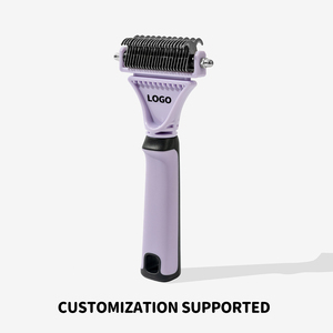 CUSTOM <b>Pet</b> Grooming <b>Brush</b> Deshedding Dematting Undercoat Stainless Steel Plastic Safe for Dogs Cats Small Animal - Product Image 3