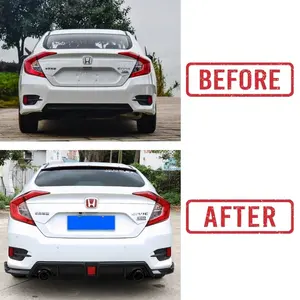 10th Gen Honda Civic Sedan Car Exhaust Pipe Tip Straight Rear Tail Throat Muffler Black Modification Accessories