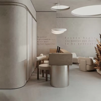 Comptoir de réception de luxe en marbre rose et acier inoxydable pour restaurants, hôtels, salons de coiffure, instituts de beauté et bars