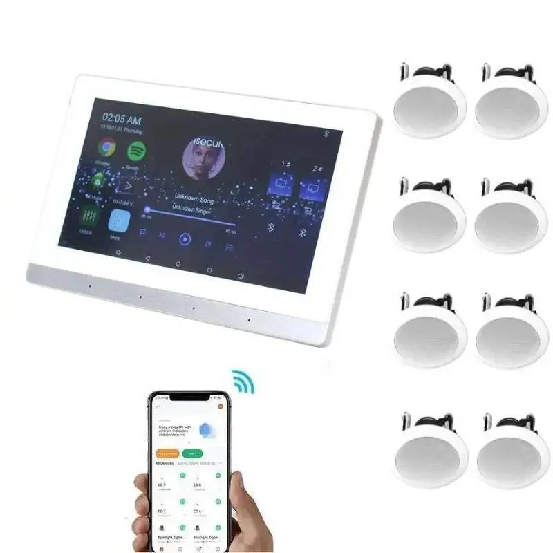 7 "haut-parleurs de plafond Android de plafond de montage mural intelligent et amplificateur de raccords muraux dans les haut-parleurs muraux avec haut-parleur