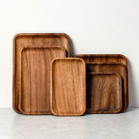 Plateau de service vintage en noyer et acacia Estick, plateau en bois pour servir les aliments, assiettes, plateau en bambou pour servir le café et les aliments